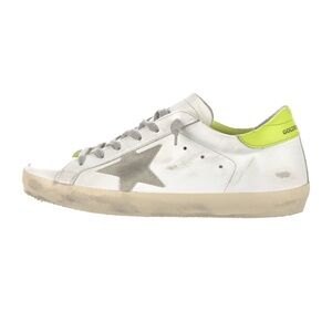 Golden Goose White and Gray Sneakers with Neon Accents and Silver 41